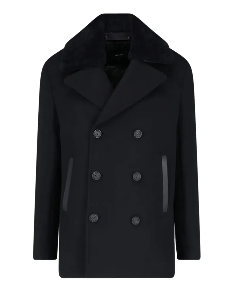 Mackage Doppelreihiger Mantel mit Shearling-Kragen - Schwarz Schwarz