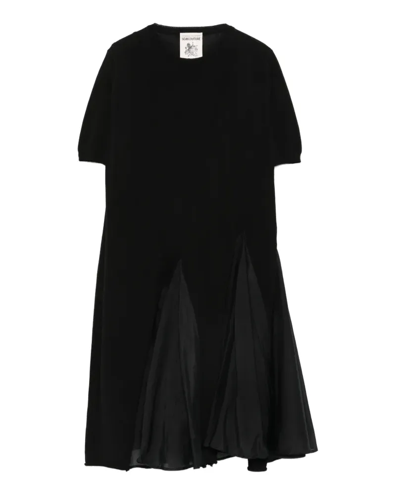 Semicouture crew-neck pleated dress - Schwarz Schwarz