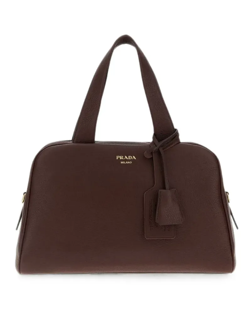 Prada Mittelgroße Tote Bag mit Logo-Print - Braun Braun