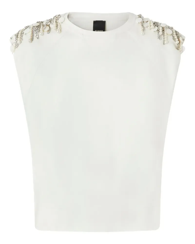 Pinko T-Shirt mit verzierten Schultern - Weiß Weiß