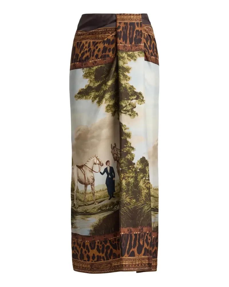 Ralph Lauren Debbie Midirock mit Landschafts-Print - Braun Braun