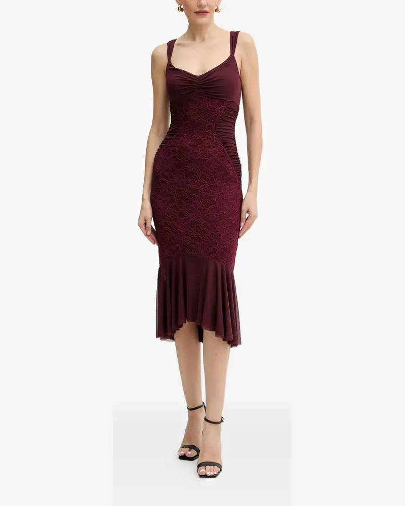 Guess lace gathered midi dress - Rot Rot