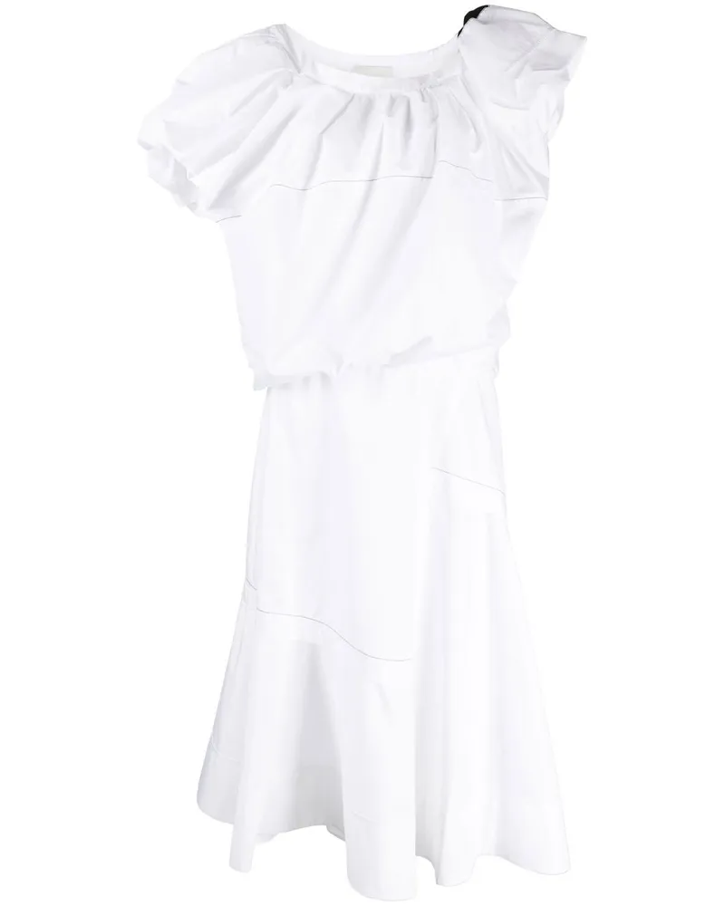3.1 phillip lim Schulterfreies Kleid mit Raffung Weiß