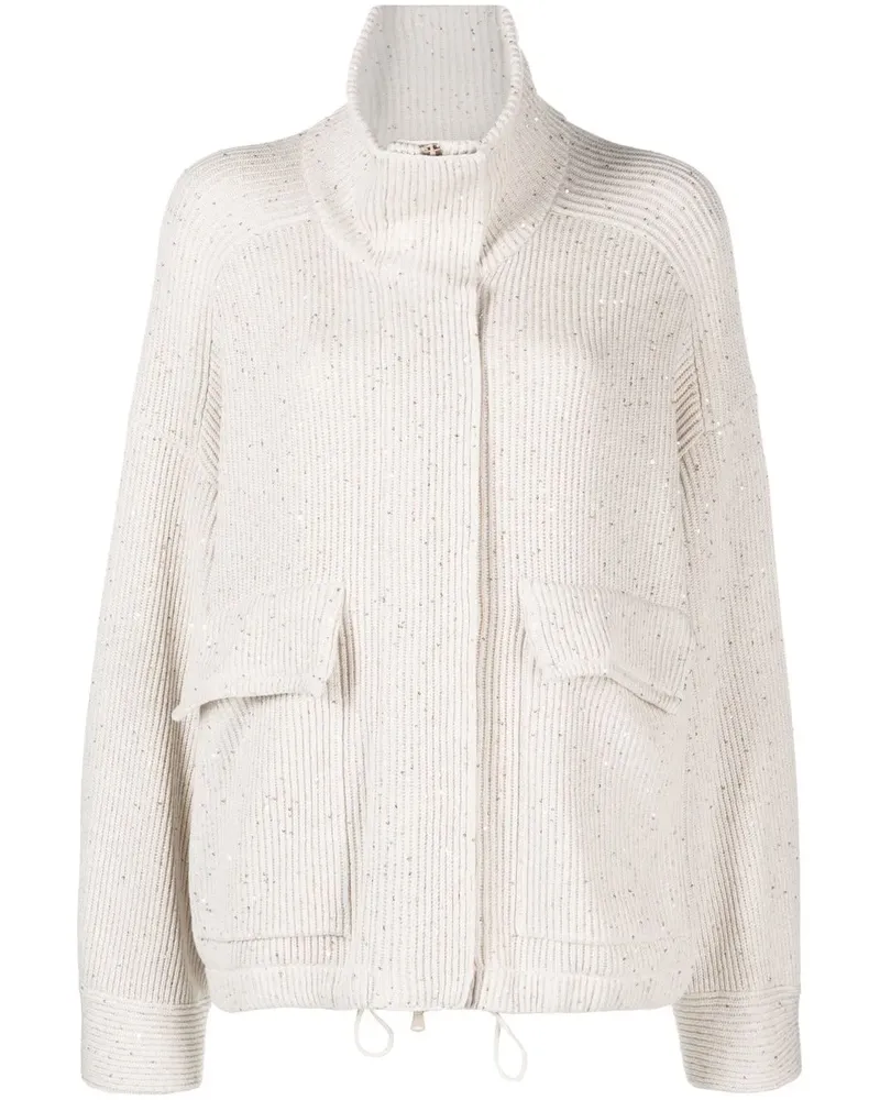 Brunello Cucinelli Gerippter Cardigan - Nude Nude