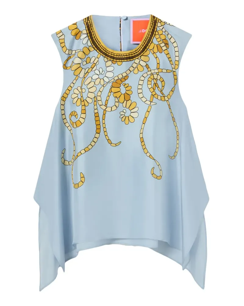 La DoubleJ San Carlo Seidentop mit Blumenmuster - Blau Blau