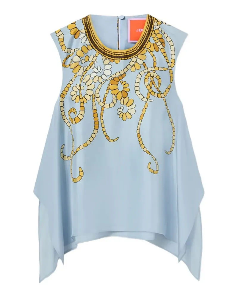 La DoubleJ San Carlo Seidentop mit Blumenmuster - Blau Blau