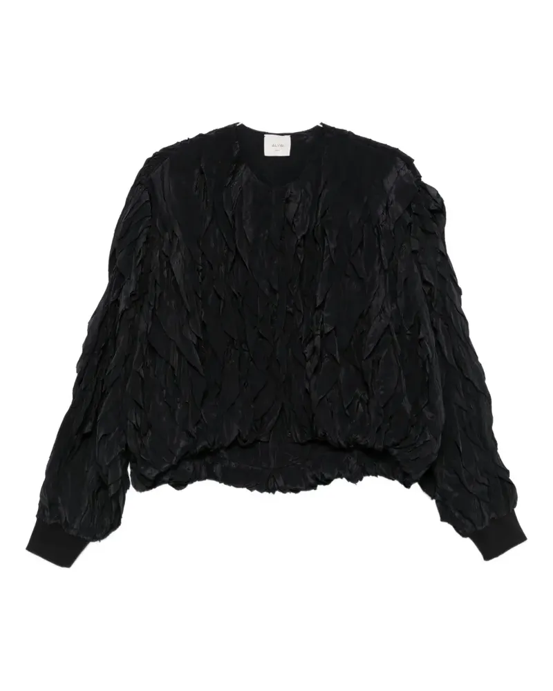 ALYSI ruffled round-neck bomber jacket - Schwarz Schwarz