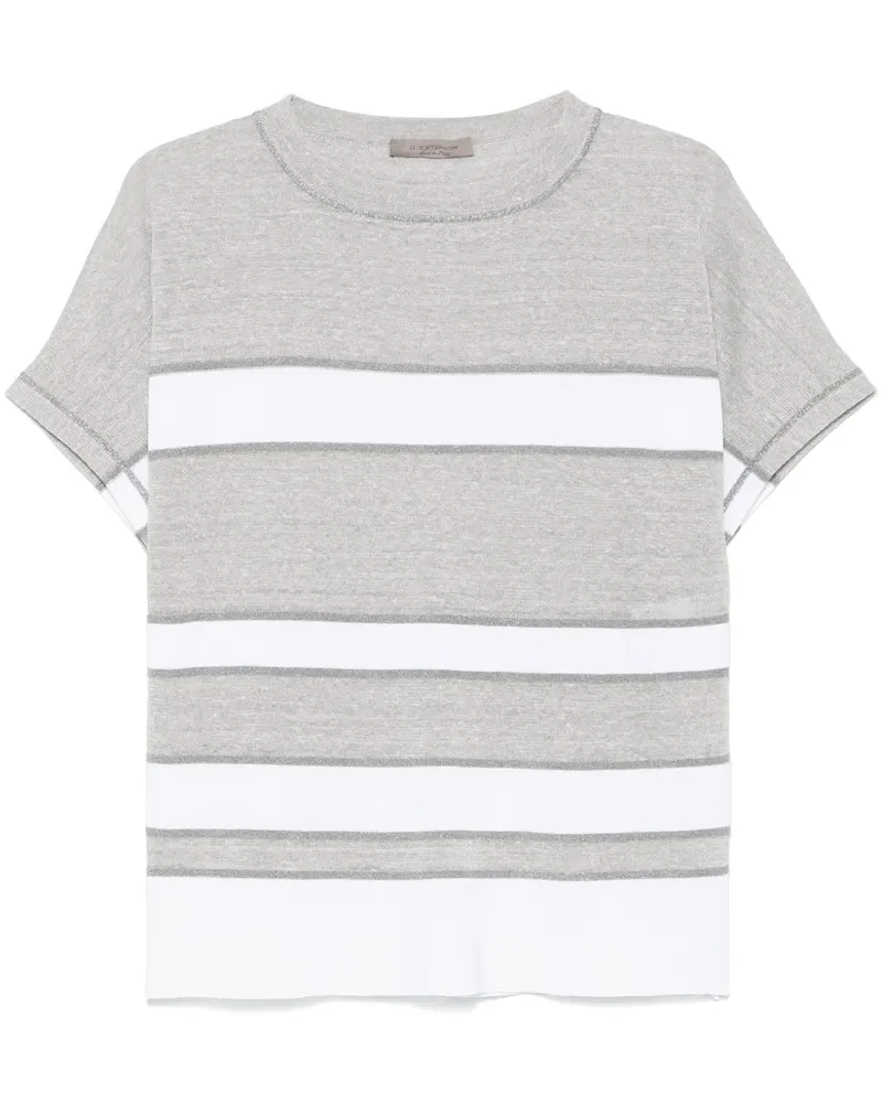 D.EXTERIOR Gestreiftes T-Shirt - Grau Grau
