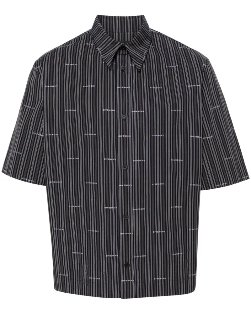 Givenchy Gestreiftes Hemd mit Logo-Jacquard - Schwarz Schwarz