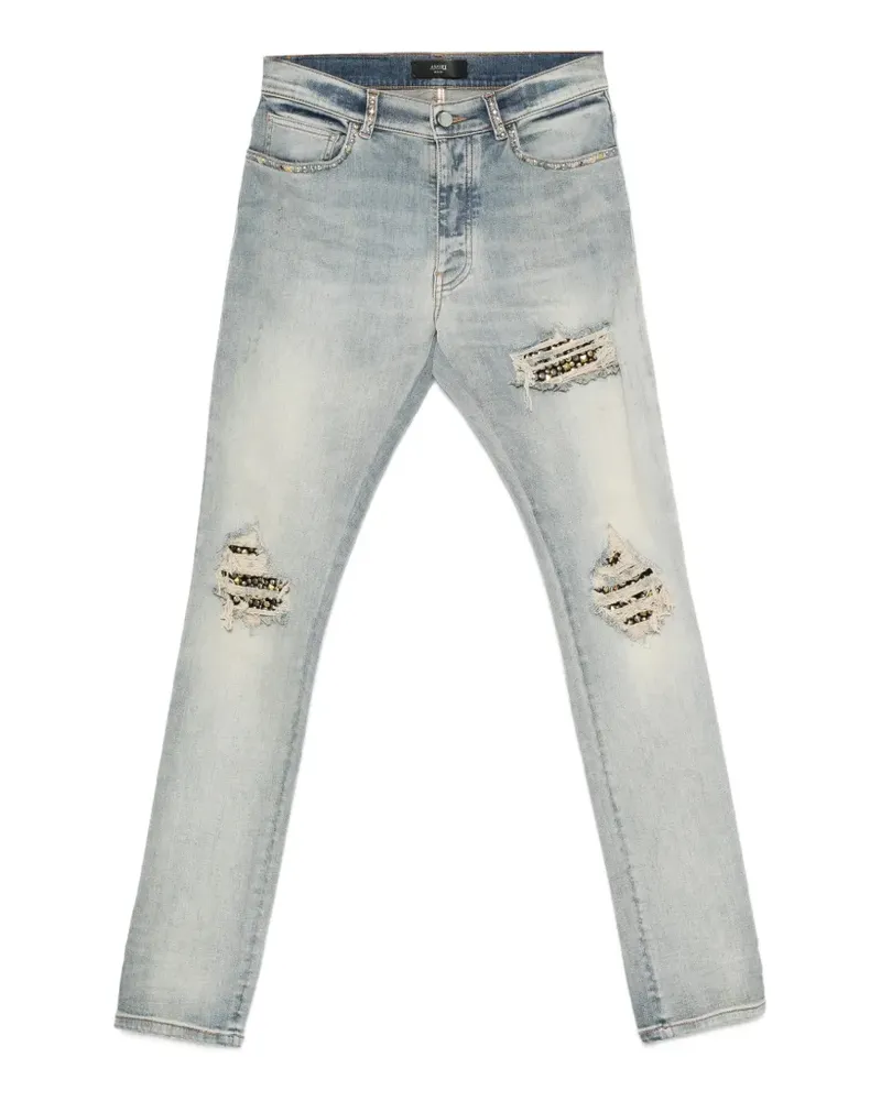 Amiri stud-embellished distressed jeans - Blau Blau