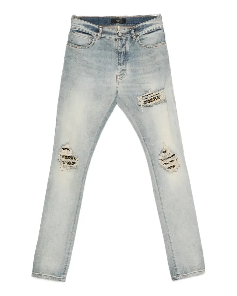 Amiri stud-embellished distressed jeans - Blau Blau