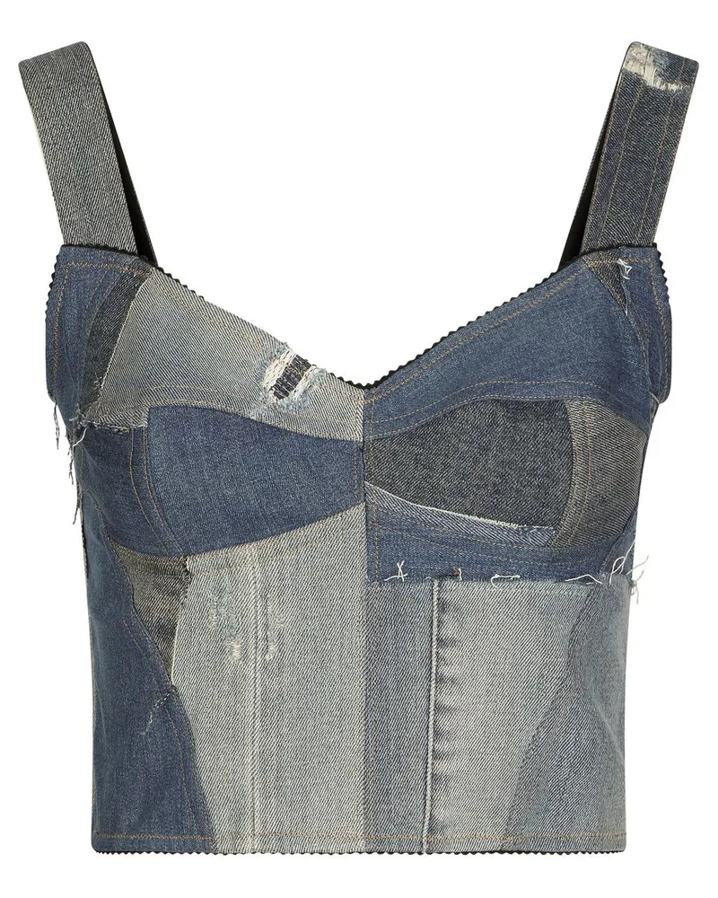 Dolce & Gabbana Top im Patchwork-Look - Blau Blau