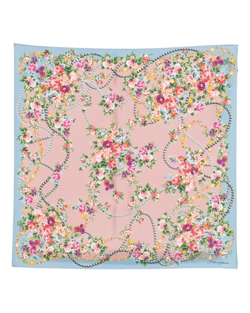 Dolce & Gabbana Schal mit Blumen-Print - Blau Blau