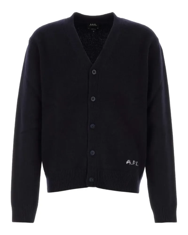 A.P.C. Kevin logo-embroidered cardigan - Blau Blau