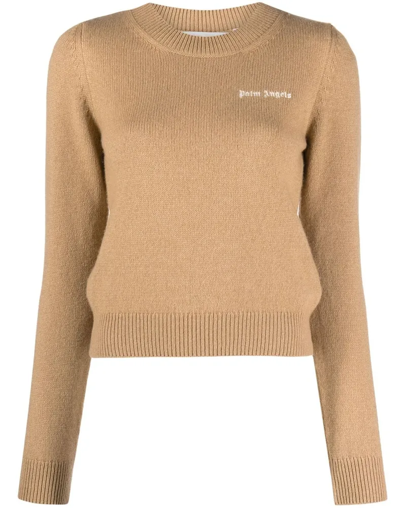 Palm Angels Pullover mit Logo-Stickerei Neutrals