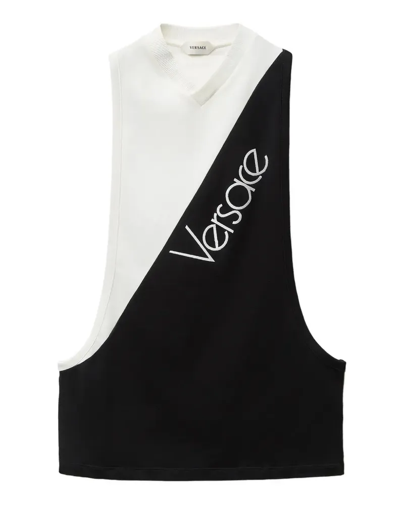 Versace Tanktop mit Logo-Stickerei - Schwarz Schwarz
