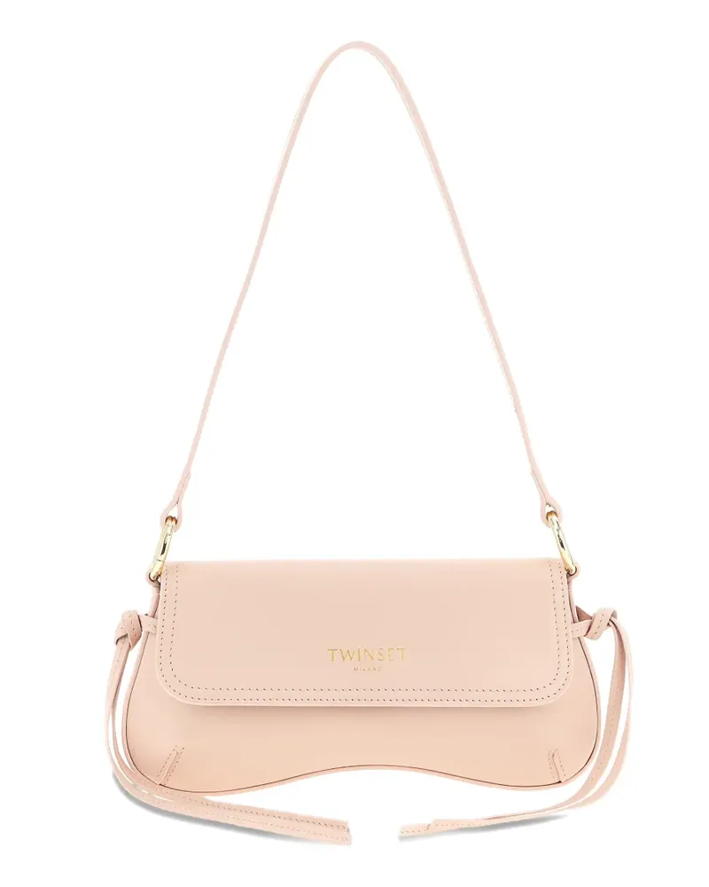 Twin-Set logo-lettering curved shoulder bag - Rosa Rosa