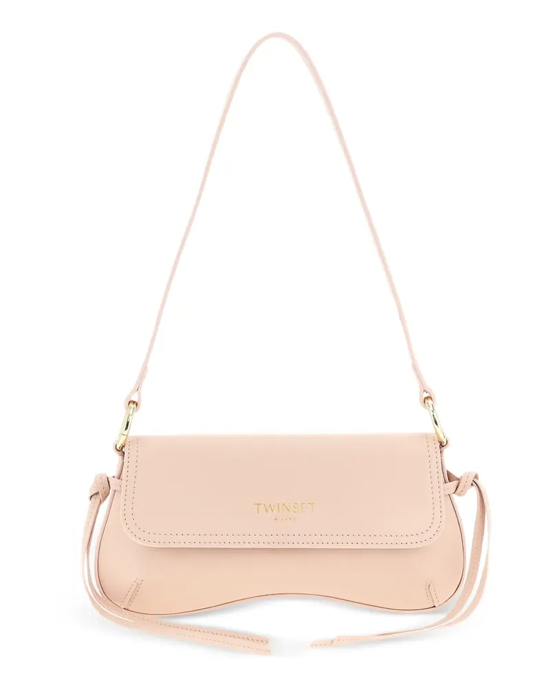 Twin-Set logo-lettering curved shoulder bag - Rosa Rosa