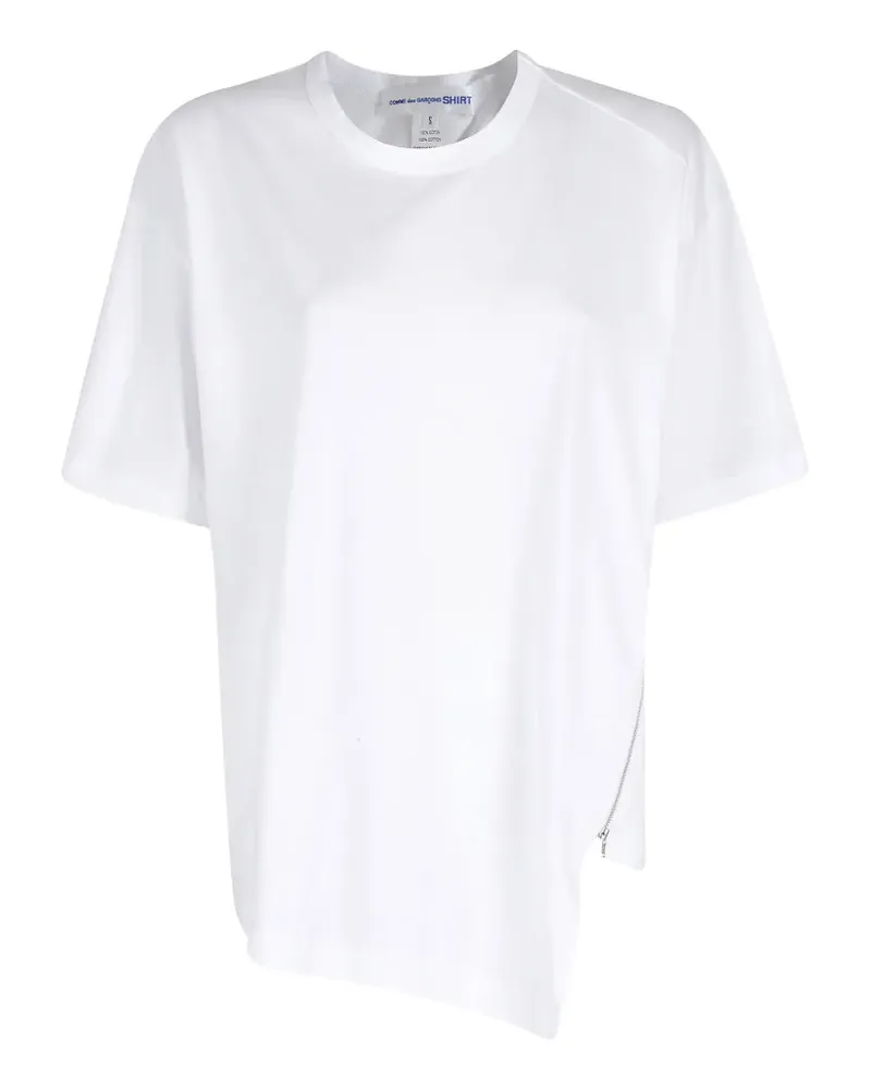 Comme des Garçons asymmetric zip-detail T-shirt - Weiß Weiß
