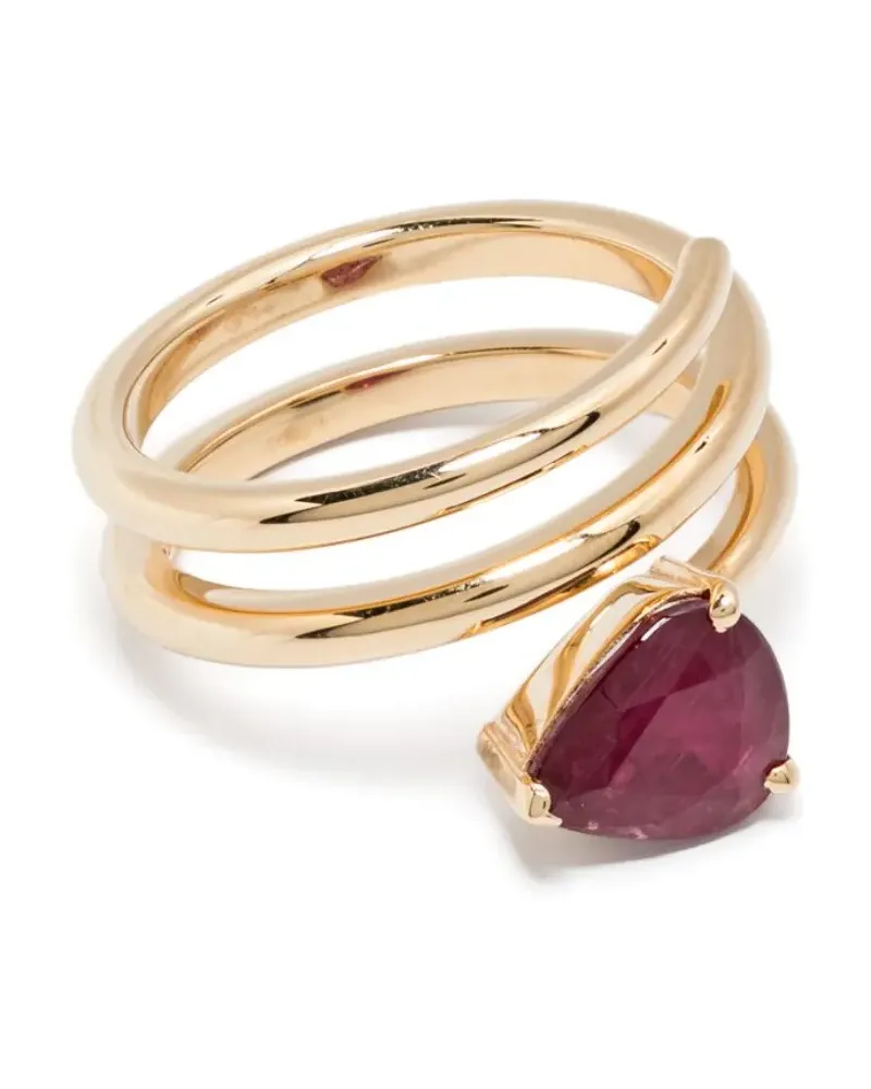 SHAY 18kt Spiral Gelbgoldring mit Rubin Gold