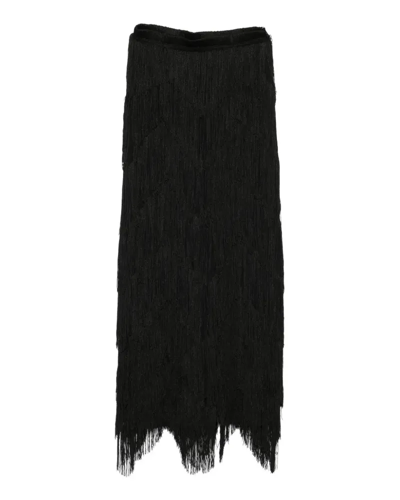 BLESS fringed maxi skirt - Schwarz Schwarz