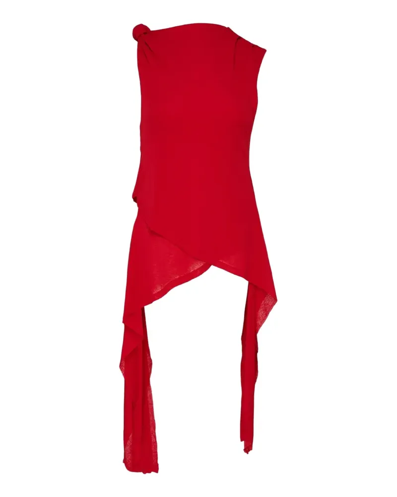 Ganni marl-mesh tie-knot blouse - Rot Rot