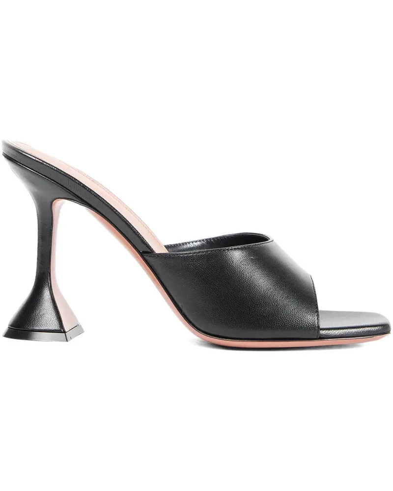 Amina Muaddi Lupita Mules mit eckiger Kappe - Schwarz Schwarz