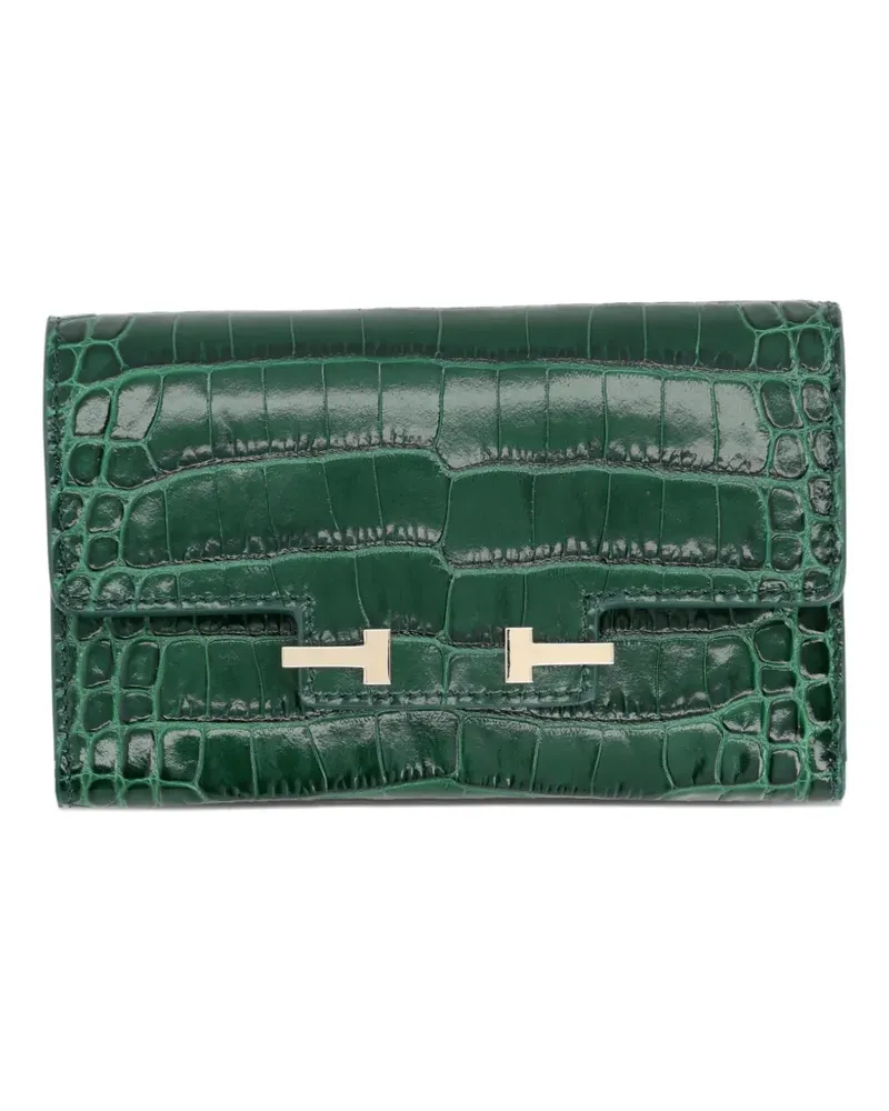 Tom Ford T-bar reptile-effect wallet - Grün Grün