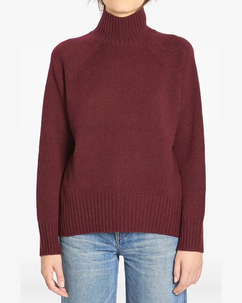 ALLUDE Rollkragenpullover mit geripptem Saum - Rot Rot