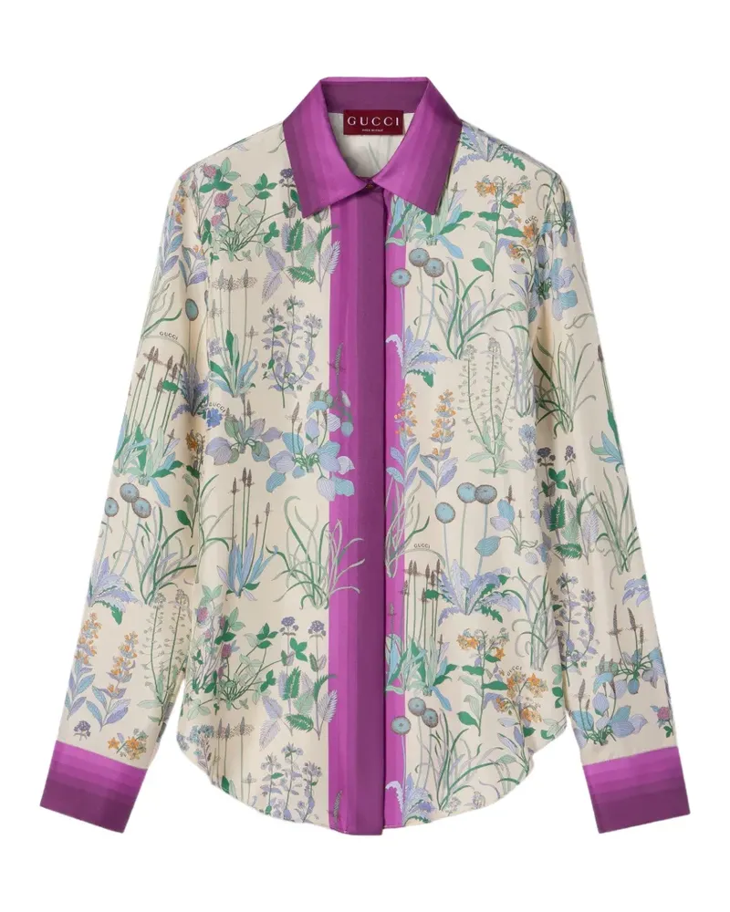 Gucci Hemd mit Blumen-Print - Nude Nude