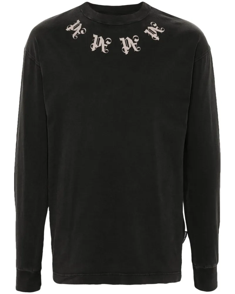 Palm Angels T-Shirt mit Monogramm-Print - Grau Grau