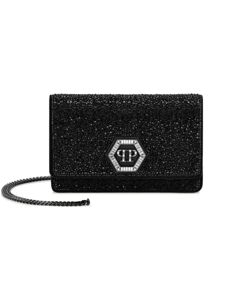 Philipp Plein Mini Schultertasche mit Hexagon-Logo - Schwarz Schwarz