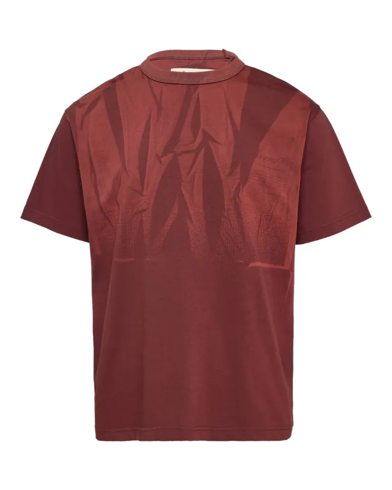 JiyongKim bleached-effect T-shirt - Rot Rot