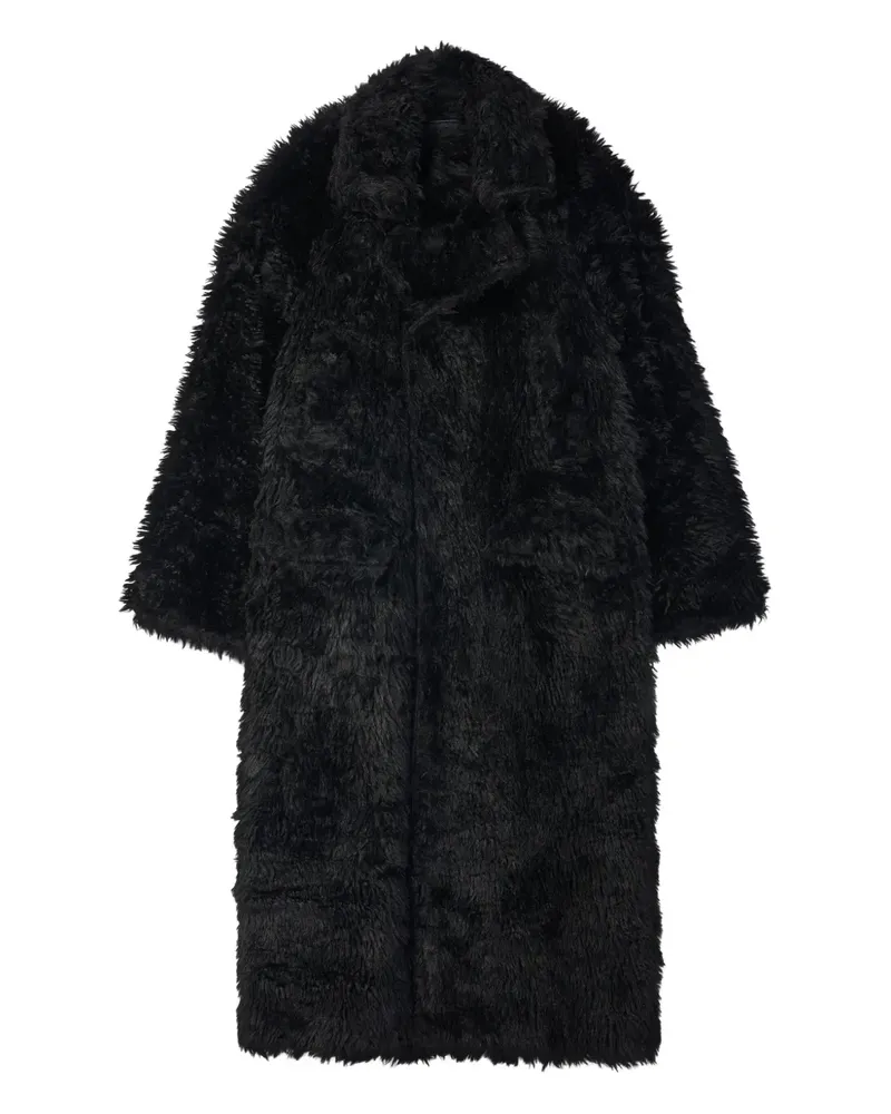 Camper Mantel aus Faux Fur mit Teddy - Schwarz Schwarz