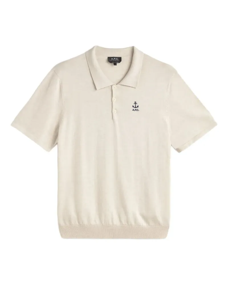A.P.C. Octave Poloshirt mit Ankerstickerei - Nude Nude