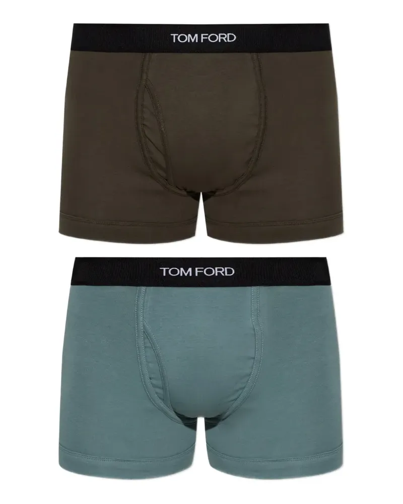 Tom Ford Boxershorts mit Logo-Bund (2er-Set) - Grün Grün