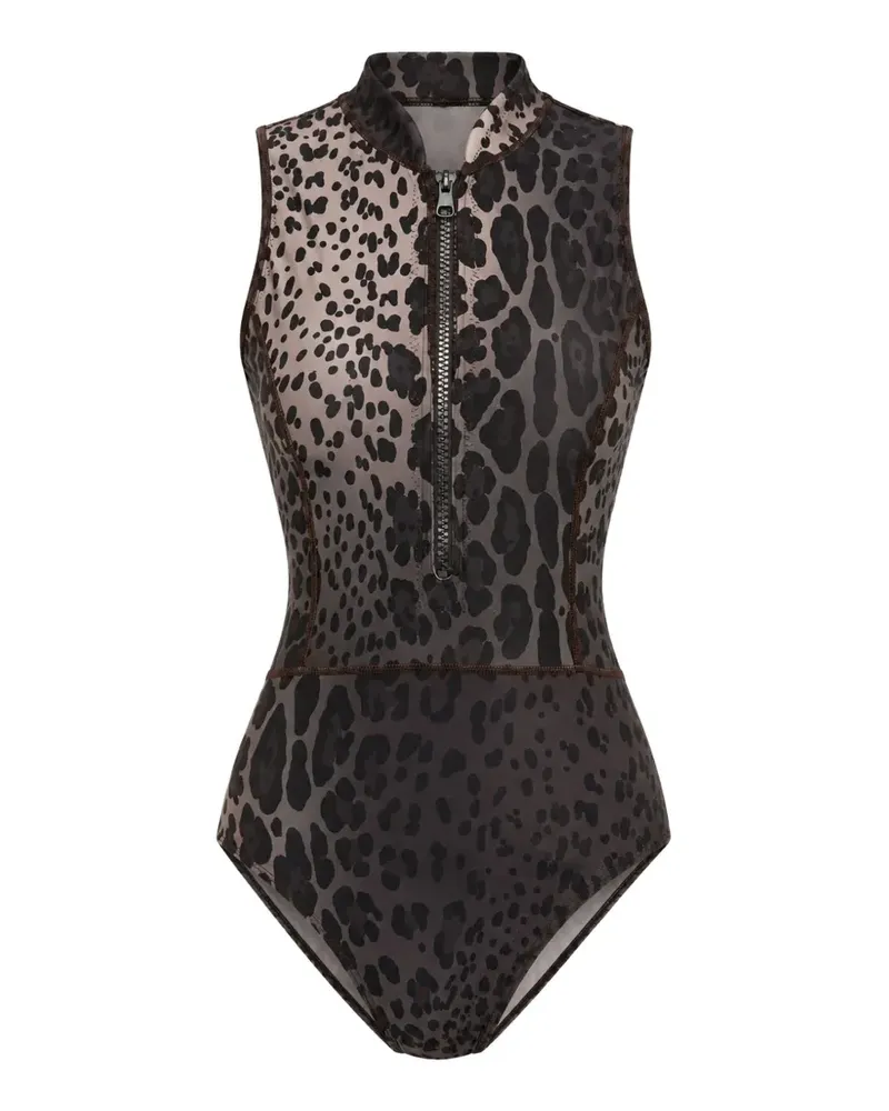 Cynthia Rowley Carve leopard-print swimsuit - Grau Grau