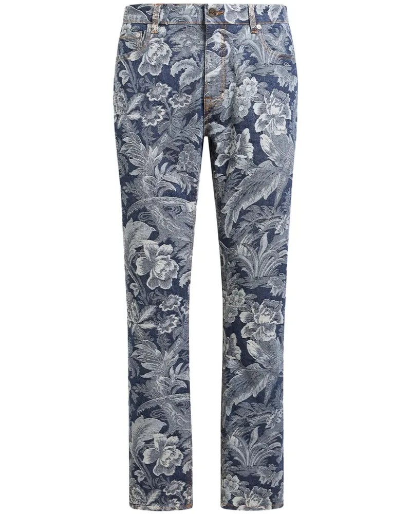 Etro Gerade Jeans mit Jacquardmuster - Blau Blau