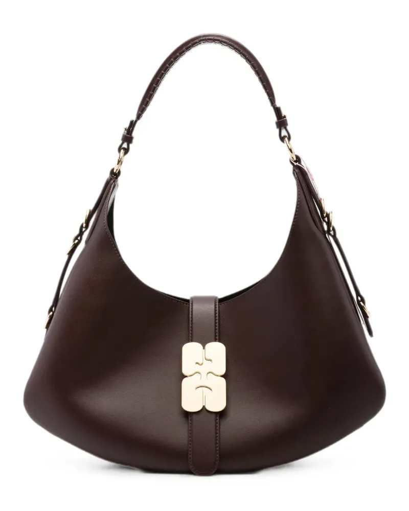 Ganni Butterfly logo-plaque shoulder bag - Braun Braun