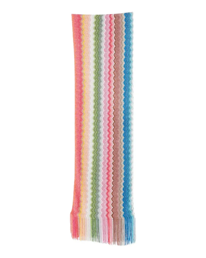 Missoni zigzag-knit fringed scarf - Rot Rot