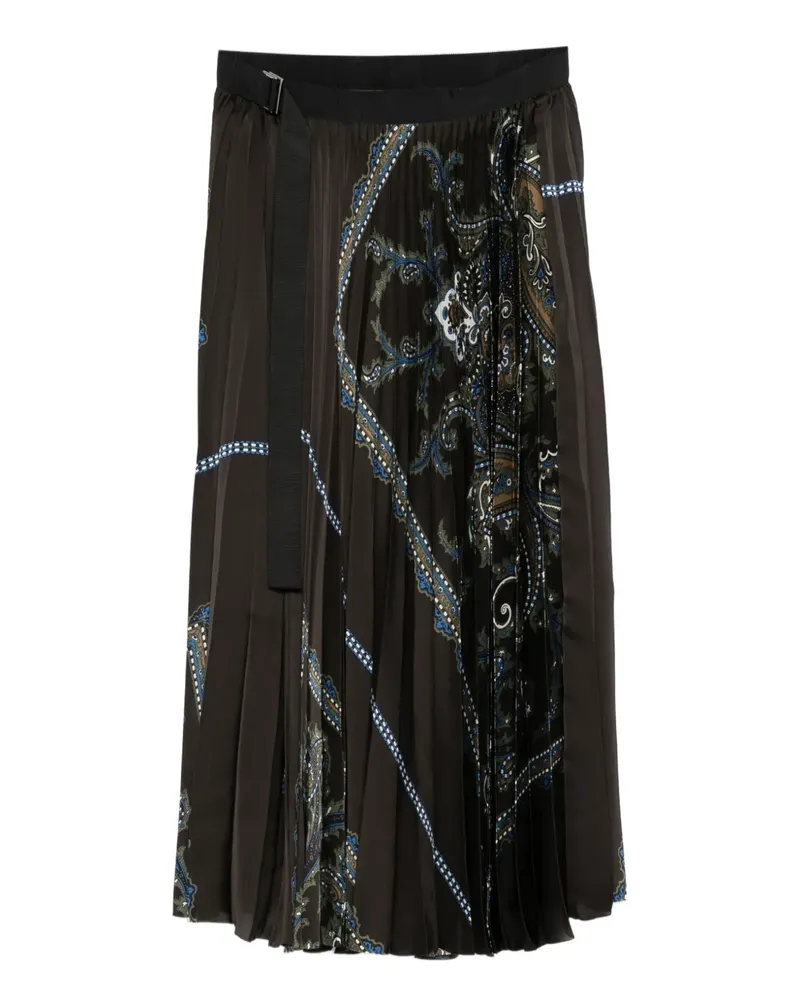 Sacai paisley-print pleated skirt - Grün Grün