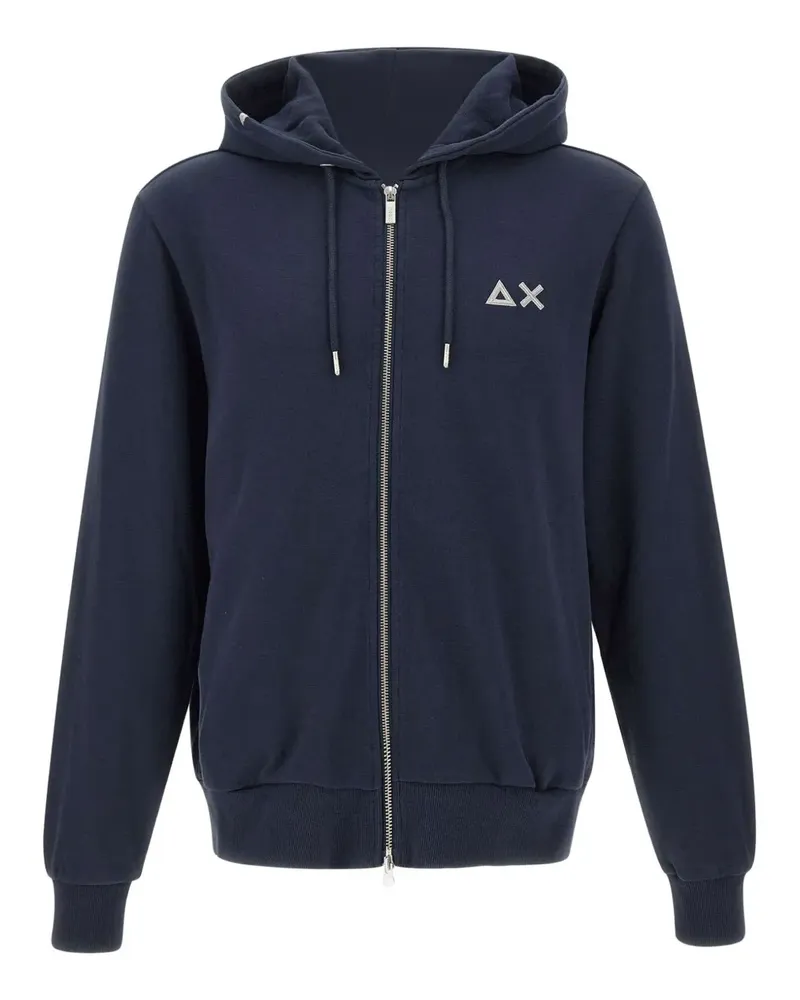 Sun68 zip-up chest-logo cotton hoodie - Blau Blau
