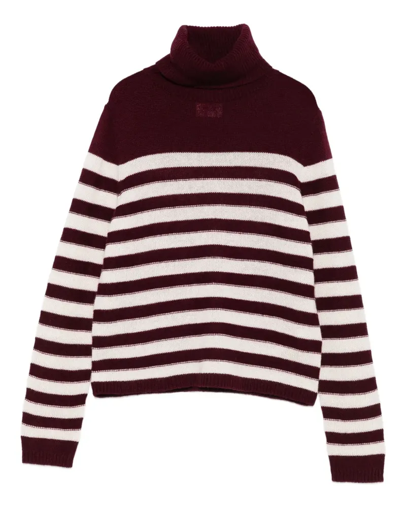 ALLUDE Gestreifter Rollkragenpullover - Rot Rot