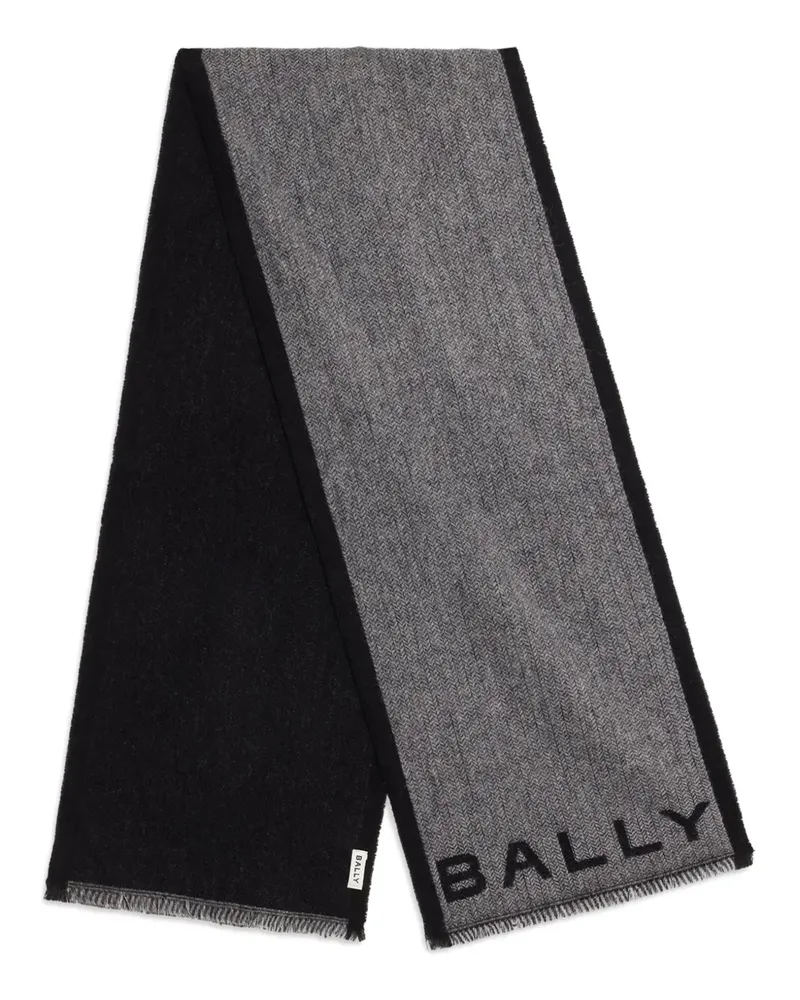 Bally Schal mit Fischgrätenmuster - Grau Grau
