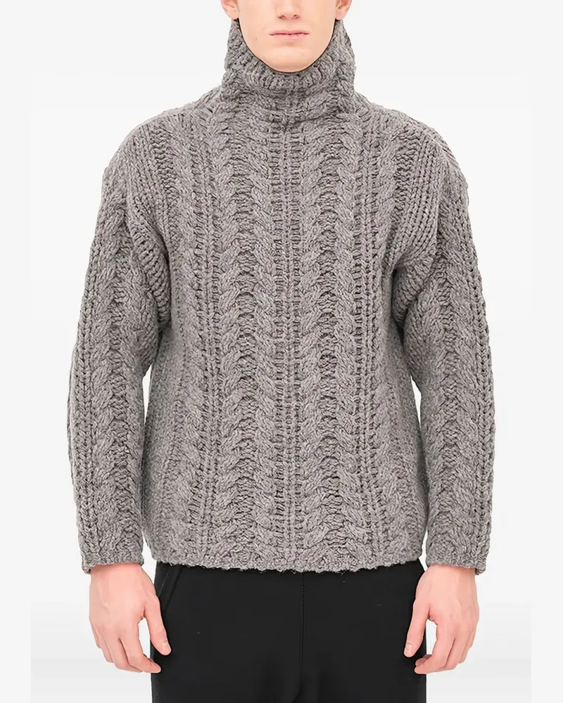 Label Under Construction Rollkragenpullover mit Zopfmuster - Grau Grau