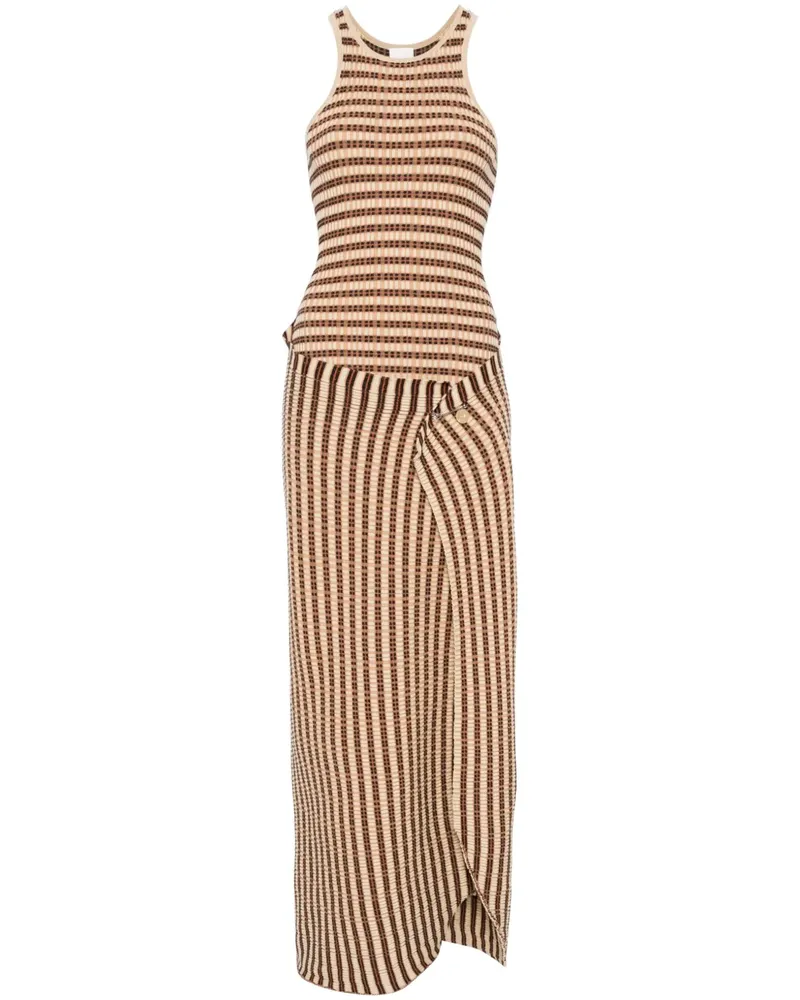 Nanushka Aliki Midikleid mit Streifen - Nude Nude
