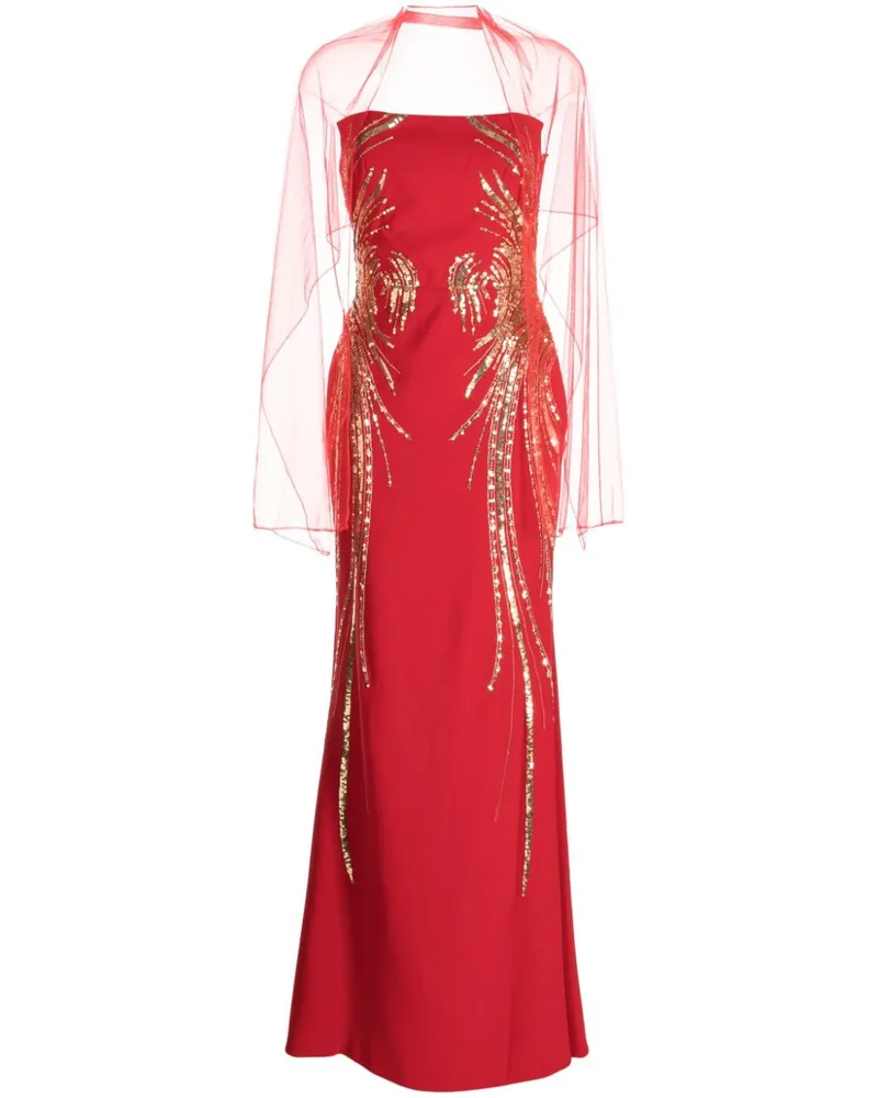 Saiid Kobeisy Schulterfreies Kleid mit Pailletten - Rot Rot