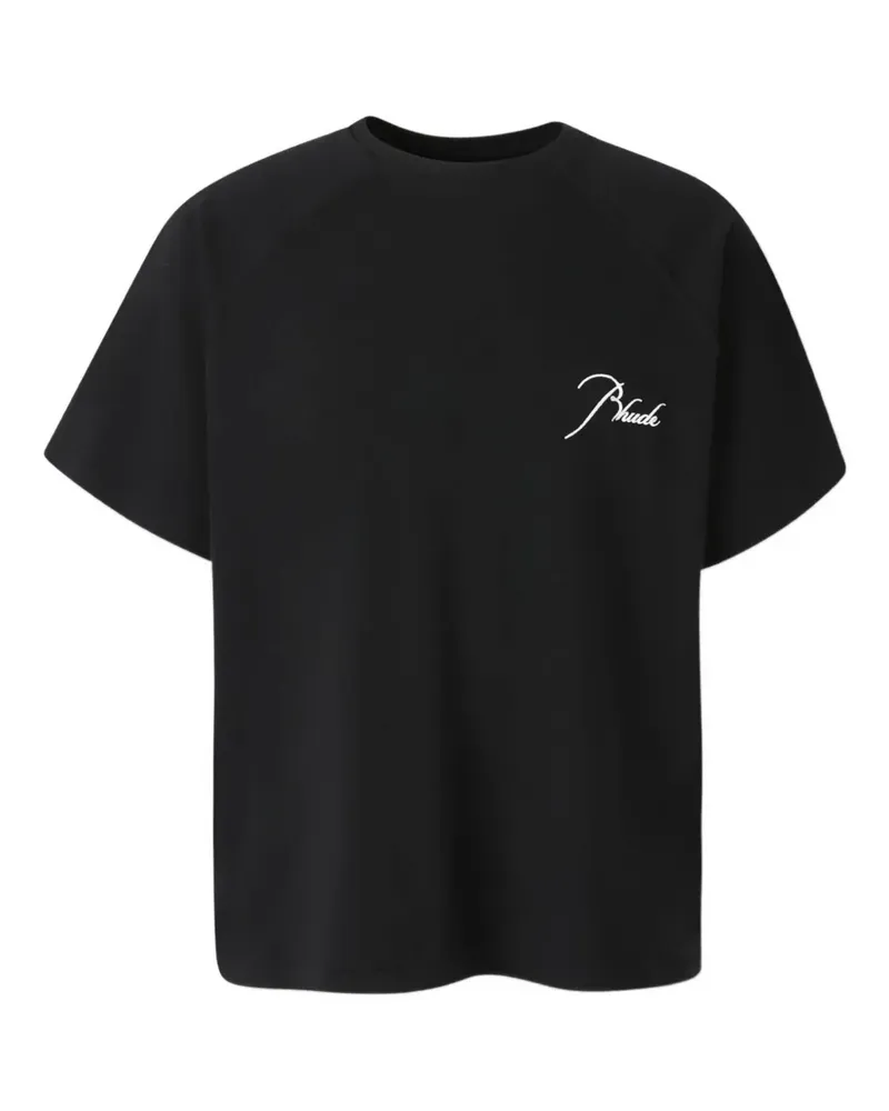 RHUDE T-Shirt mit Logo-Stickerei - Schwarz Schwarz