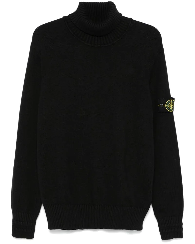 Stone Island Pullover mit Kompass-Patch - Schwarz Schwarz