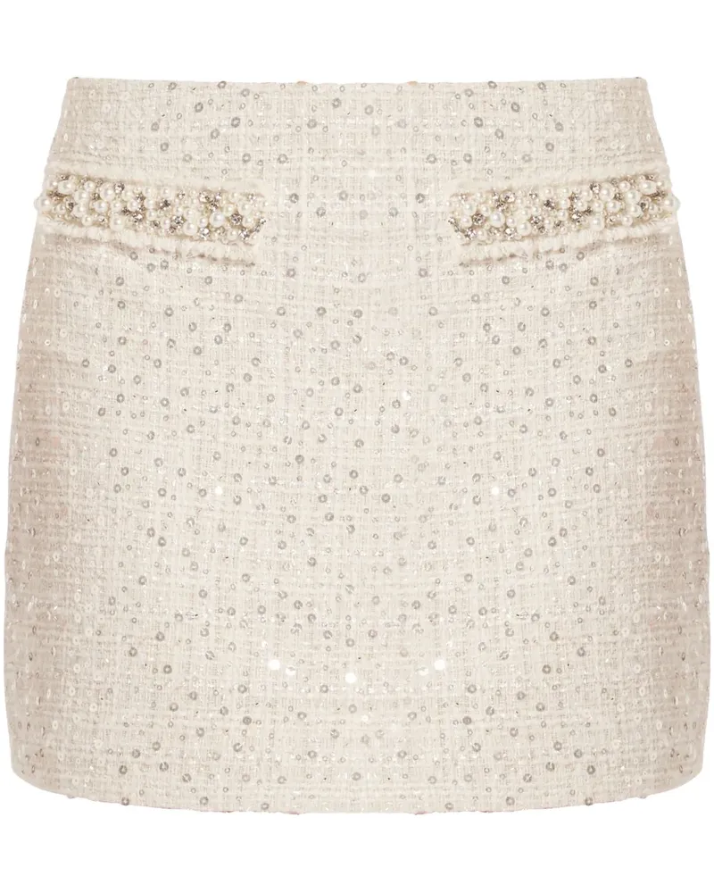 LoveShackFancy Minirock mit Kunstperlen - Nude Nude